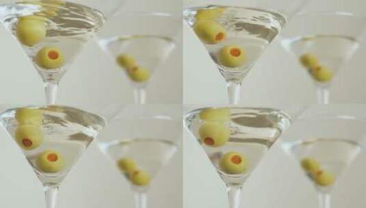 白底加橄榄的马提尼酒杯高清在线视频素材下载