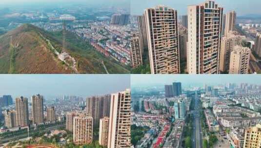 航拍广西柳州鹿寨县城建筑风光多镜头高清在线视频素材下载