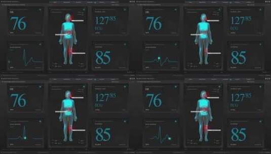 人体数据监控科幻屏幕HUD操作系统智能界面高清在线视频素材下载