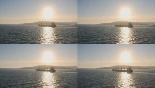 阳光下的货船高清在线视频素材下载