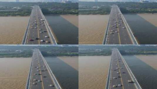 航拍湖北武汉长江大桥高清在线视频素材下载