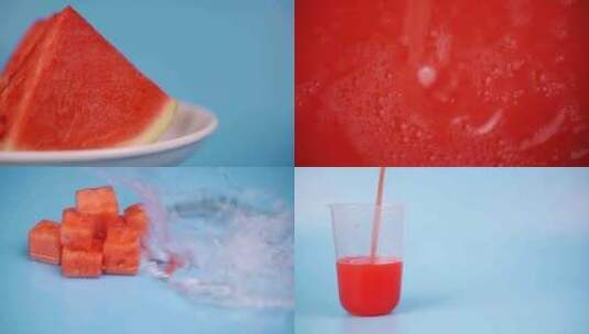 夏日新鲜水果冰镇西瓜冷饮果汁饮品广告实拍高清在线视频素材下载