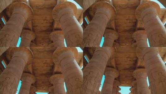 拉美西斯二世神庙的石柱大厅高清在线视频素材下载