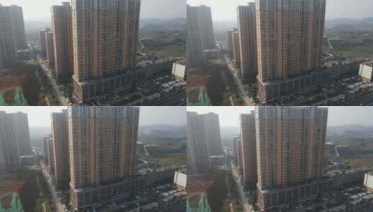 航拍湖南长沙望城区现代化建筑高清在线视频素材下载