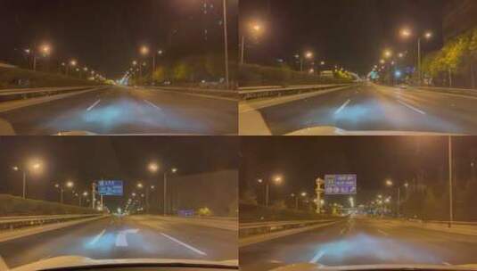 疫情下夜晚开车在北京北四环高清在线视频素材下载