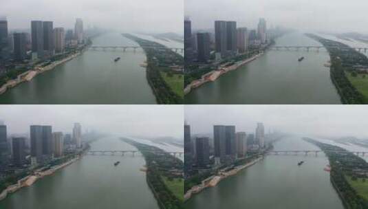 长沙湘江两岸大气全景航拍高清在线视频素材下载
