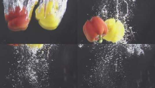 菜椒清晰水中特写高清在线视频素材下载