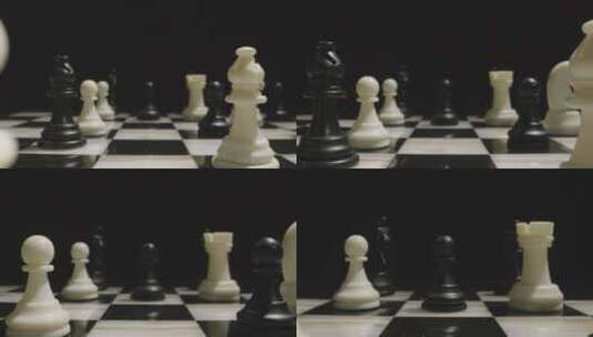 国际象棋棋盘上的棋子特写 高清在线视频素材下载