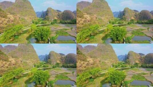 天门山风景区外围广西河池罗城山水田园风光高清在线视频素材下载