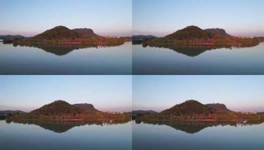 杭州湘湖旅游度假风景区压湖山航拍高清在线视频素材下载