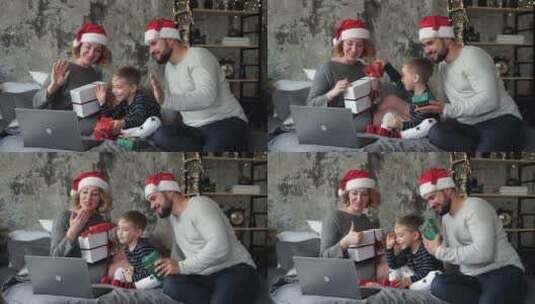 圣诞节视频通话的家庭高清在线视频素材下载