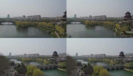 航拍春天山东青州城市建筑风光高清在线视频素材下载
