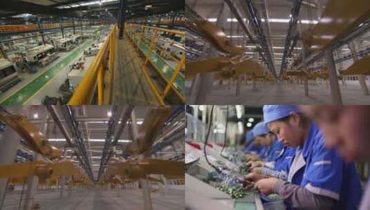 工厂里作业的工人多组镜头高清在线视频素材下载