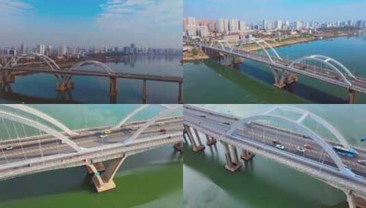 株洲芦淞大桥五桥航拍延时高清在线视频素材下载