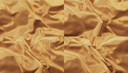 流动飘舞的金色奢华布料3D渲染高清在线视频素材下载