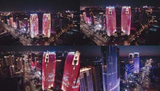 昆明城市夜景航拍视频素材高清在线视频素材下载