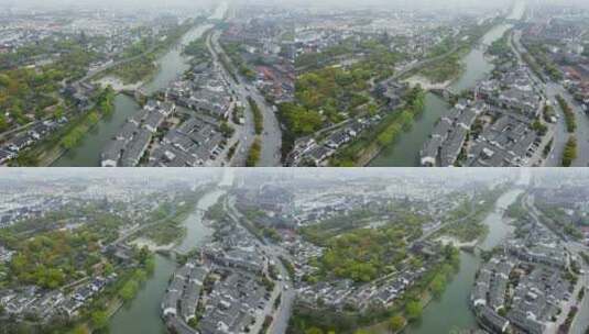 4k 航拍江苏苏州胥门运河两岸古建筑古民居高清在线视频素材下载