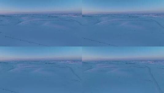 内蒙古雪原雪景夕阳余晖航拍高清在线视频素材下载