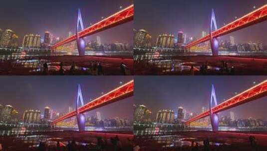 重庆千厮门大桥洪崖洞延时高清在线视频素材下载