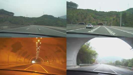 高速公路行驶进入隧道开车第一视角行车记录高清在线视频素材下载