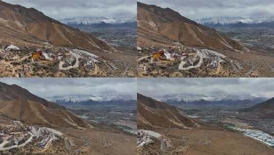 航拍西藏拉萨帕邦喀寺庙高清在线视频素材下载