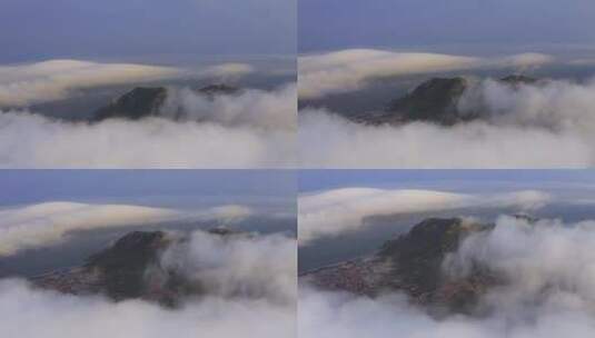 云雾缭绕的海岛大钦岛高清在线视频素材下载