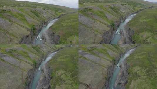白天冰岛斯图拉吉尔峡谷的鸟瞰图-无人机拍摄高清在线视频素材下载
