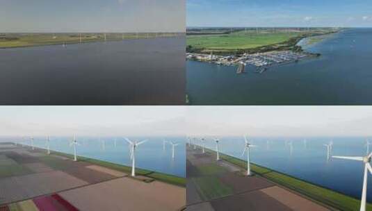 海上风力发电采集能源航拍高清在线视频素材下载
