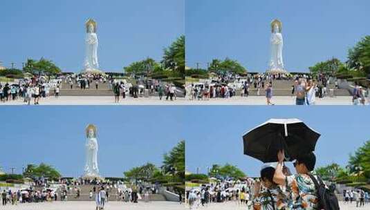 海南三亚南山旅游区南海观音五一游客延时高清在线视频素材下载