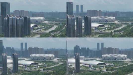 杭州奥体中心亚运会体育场馆航拍高清在线视频素材下载