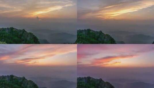 山上太阳下山日落延时摄影高清在线视频素材下载
