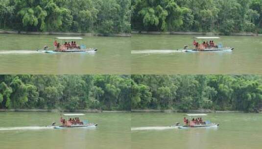 桂林漓江上的竹筏划过江面高清在线视频素材下载
