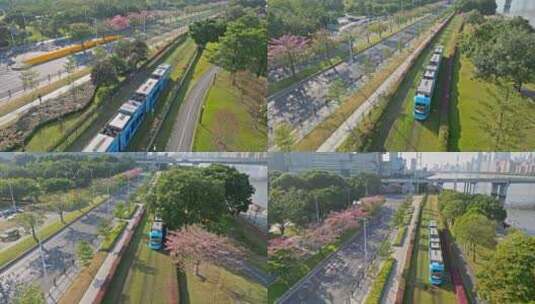 广州城市宣传片海珠有轨电车航拍高清在线视频素材下载