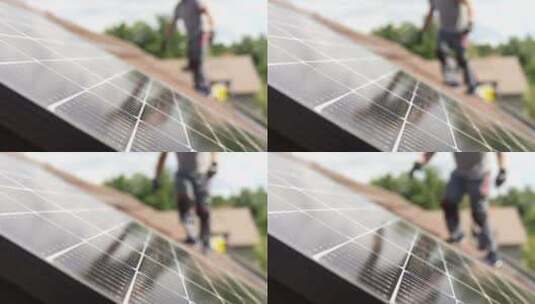 工程师准备安装太阳能电池板高清在线视频素材下载