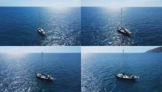 大海中航行的帆船高清在线视频素材下载
