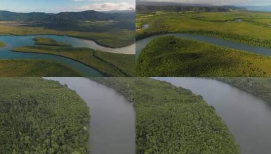 森林山川河流湖泊自然风光风景航拍高清在线视频素材下载
