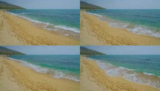 海边 沙滩 脚印 足迹 海浪高清在线视频素材下载