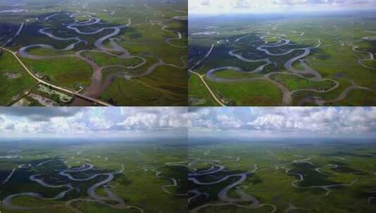 航拍挠力河三江湿地高清在线视频素材下载