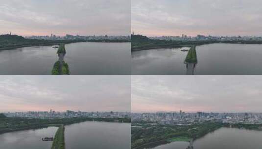 杭州清晨西湖景区城市风光高清在线视频素材下载