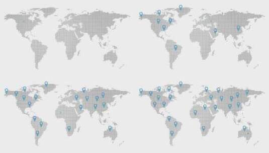 世界地图出现的定位标志高清在线视频素材下载