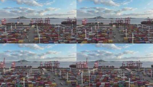 俯瞰集装箱港口码头航拍高清在线视频素材下载