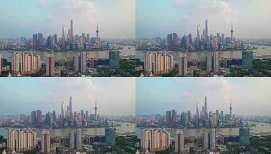 中国上海黄浦江两岸城市风光航拍高清在线视频素材下载