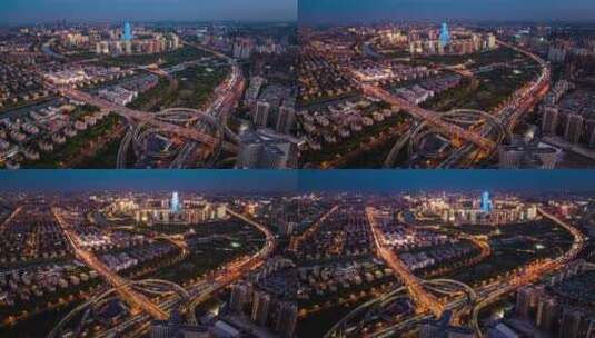 河南郑州城市夜景航拍延时摄影高清在线视频素材下载