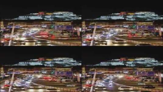 西藏拉萨网红天桥拍摄的布达拉宫夜景高清在线视频素材下载