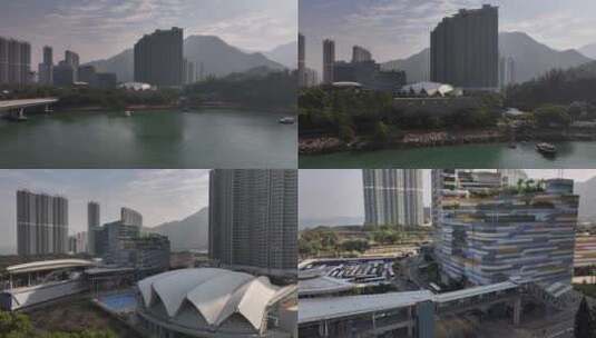 香港东涌游泳池航拍高清在线视频素材下载