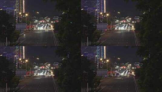 夜晚城市道路车来车往实拍高清在线视频素材下载