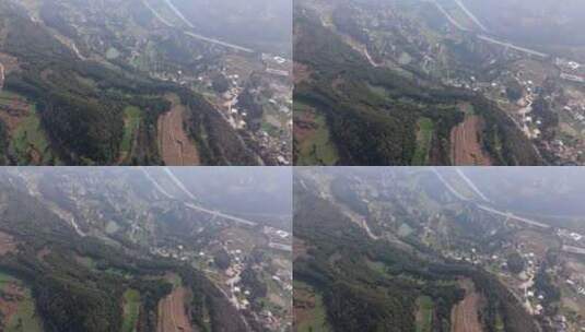 4k无人机航拍自然风光 掠过山峰看村庄高清在线视频素材下载