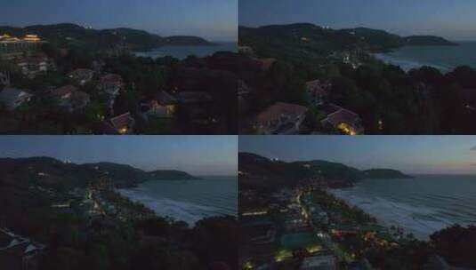 航拍泰国普吉岛卡塔海滩城市夜景风光高清在线视频素材下载