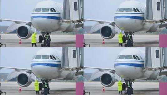 机场地勤人员检查飞机高清在线视频素材下载