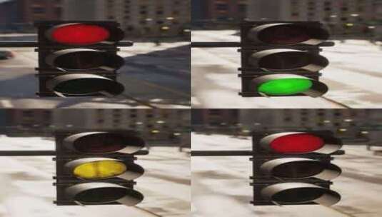 城市街道上的红色交通灯高清在线视频素材下载